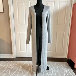 Zara Gray Ribbed Floor Length Cardigan